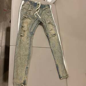 PacSun Men's Distressed Denim Joggers with Side Stripes